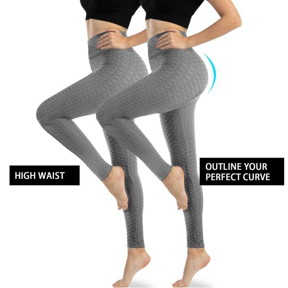 Womens Yoga Pants Anti-Cellulite Bubble Textured Ruched Leggings Butt Lifting - Picture 10 of 15